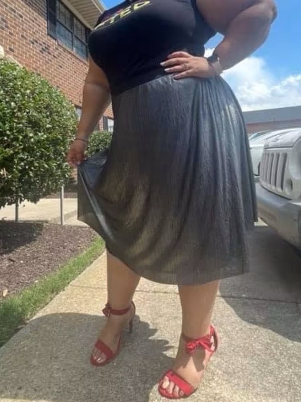 Burlington store Plus-Size Metallic Pleated Midi Skirt - Silver - Picture 1 of 3